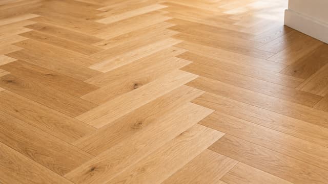 Fischgrätparkett mit heller Holzstruktur als fachliches Renovationsbeispiel